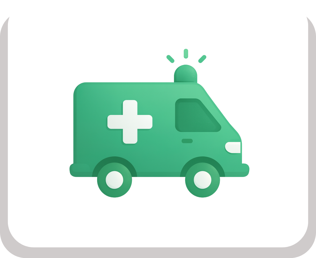 Icône d'une ambulance représentant la gestion des interventions et du service après-vente dans Dolibarr