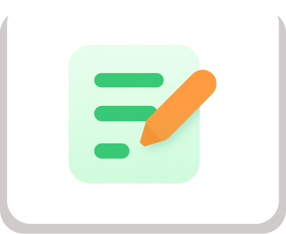 Icône représentant un document avec un stylo orange pour la gestion des devis et factures