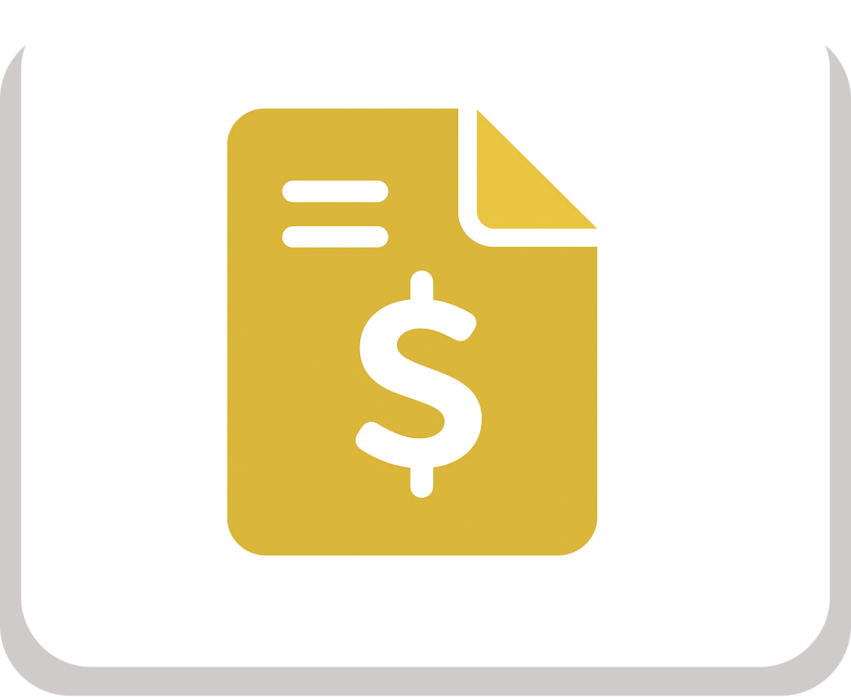 Icône d’un document avec un symbole dollar pour illustrer la gestion comptable dans Dolibarr