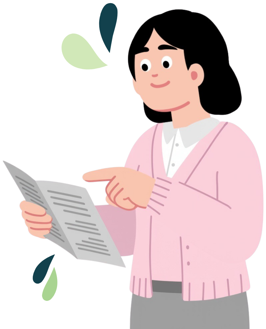 Femme consultant un document officiel, représentant la conformité à la loi de finances et la certification NF525