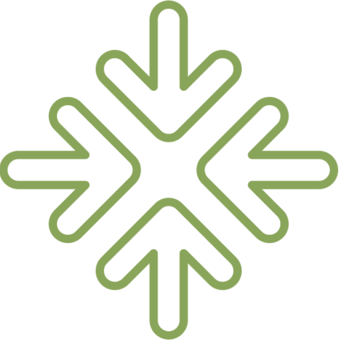 Icône centralisation des données, flèches convergentes vers un centre