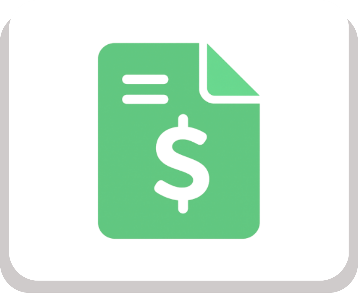 Icône d’un document avec un symbole dollar pour illustrer la gestion comptable dans Dolibarr